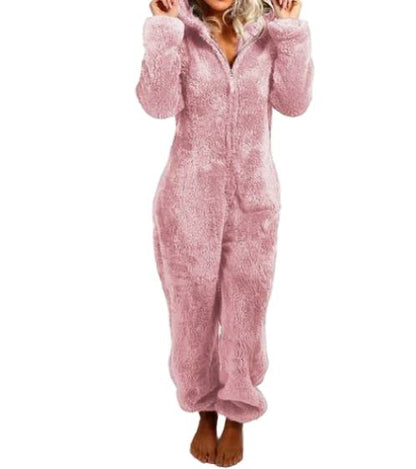 Fleece jumpsuit med huva – overall Dam
