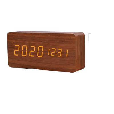Digital Väckarklocka LED – Träfinish & Modern Display