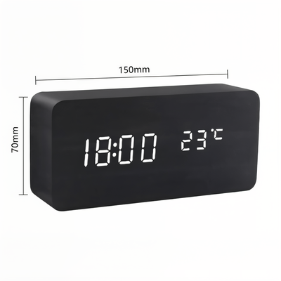 Digital Väckarklocka LED – Träfinish & Modern Display