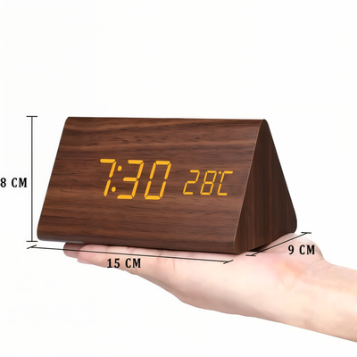 Digital Väckarklocka LED – Träfinish & Modern Display