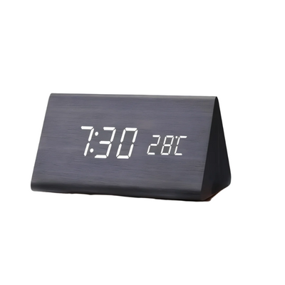Digital Väckarklocka LED – Träfinish & Modern Display