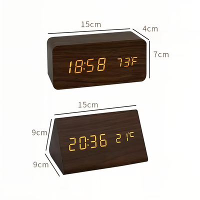 Digital Väckarklocka LED – Träfinish & Modern Display