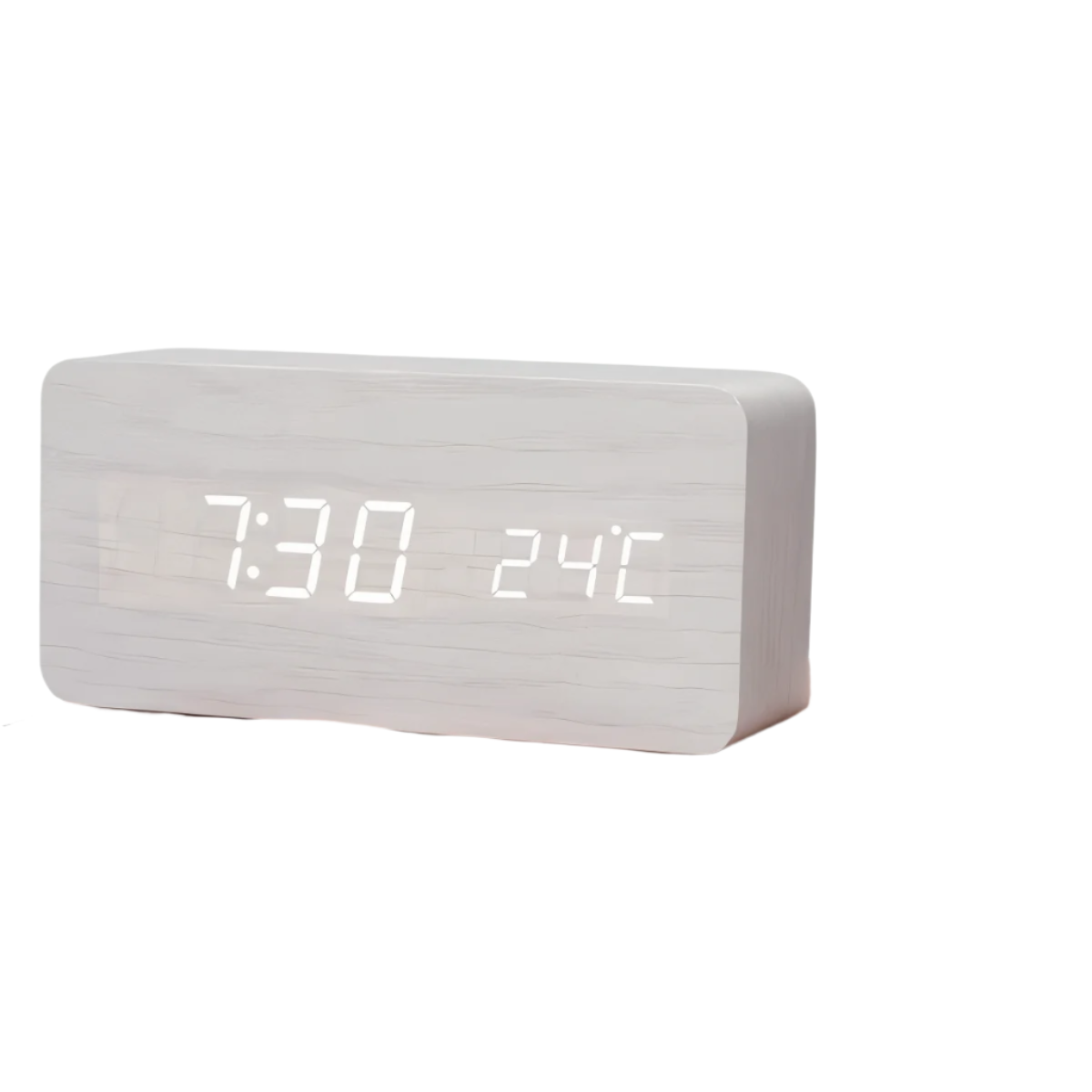 Digital Väckarklocka LED – Träfinish & Modern Display