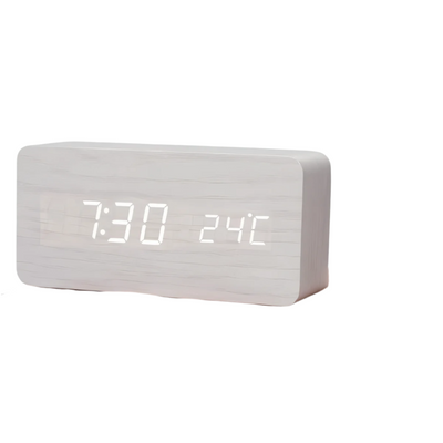 Digital Väckarklocka LED – Träfinish & Modern Display