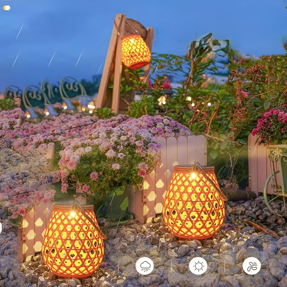 LED Solcellslykta med Flätad Skärm