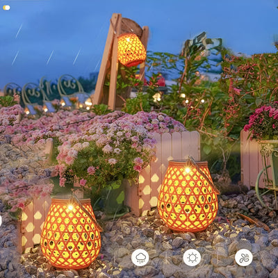 LED Solcellslykta med Flätad Skärm