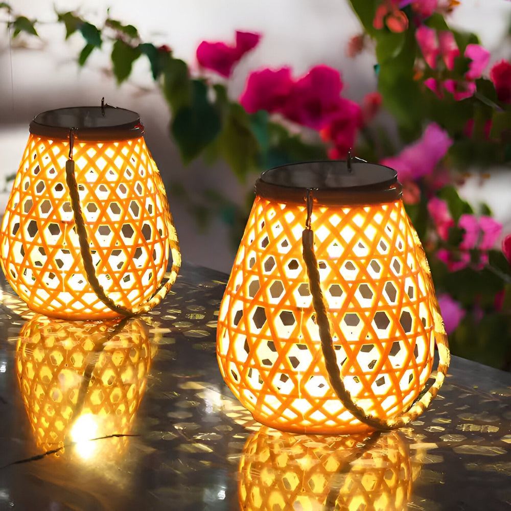 LED Solcellslykta med Flätad Skärm