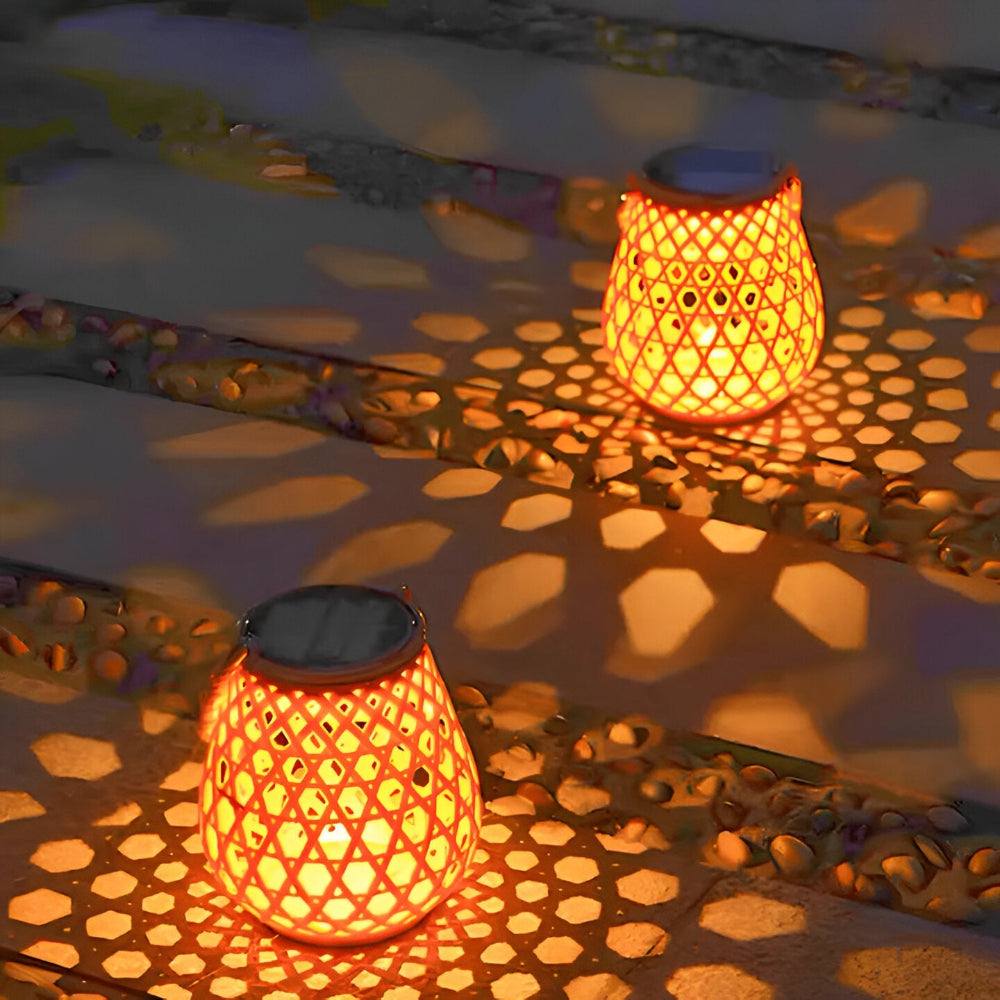 LED Solcellslykta med Flätad Skärm