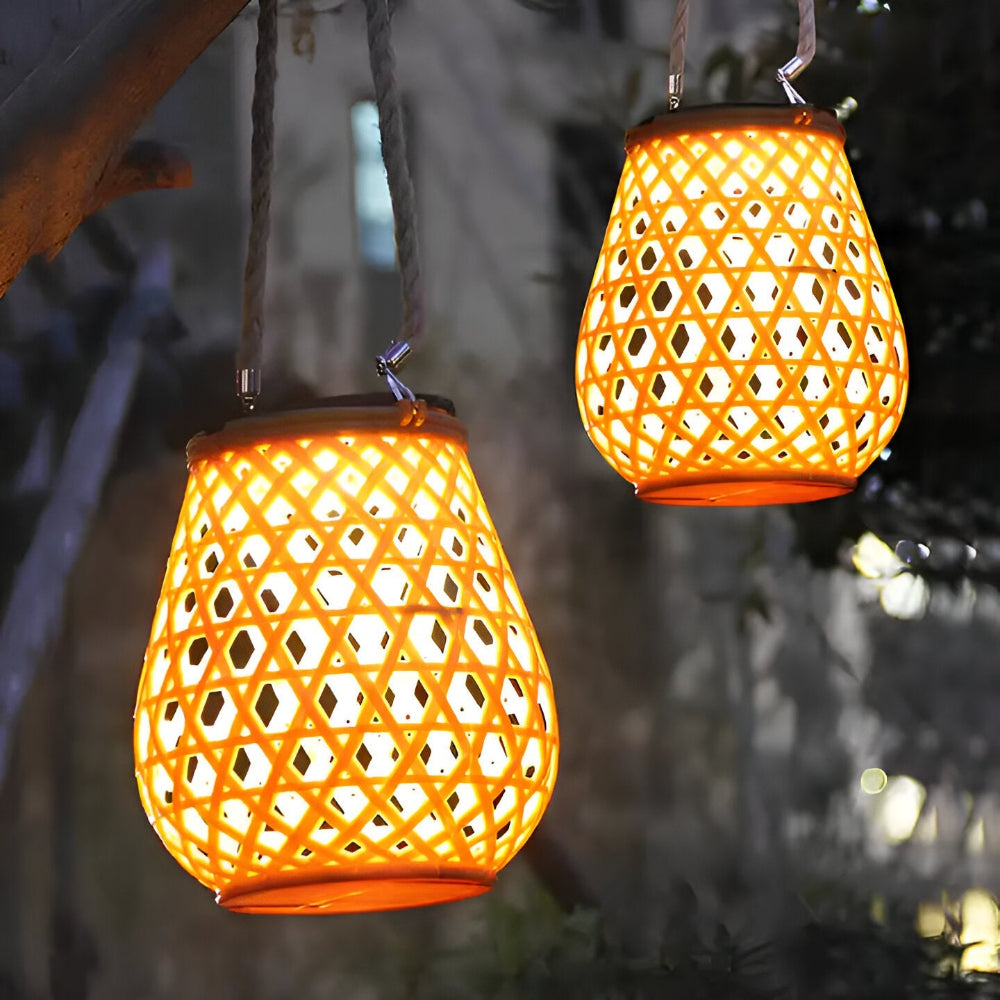 LED Solcellslykta med Flätad Skärm