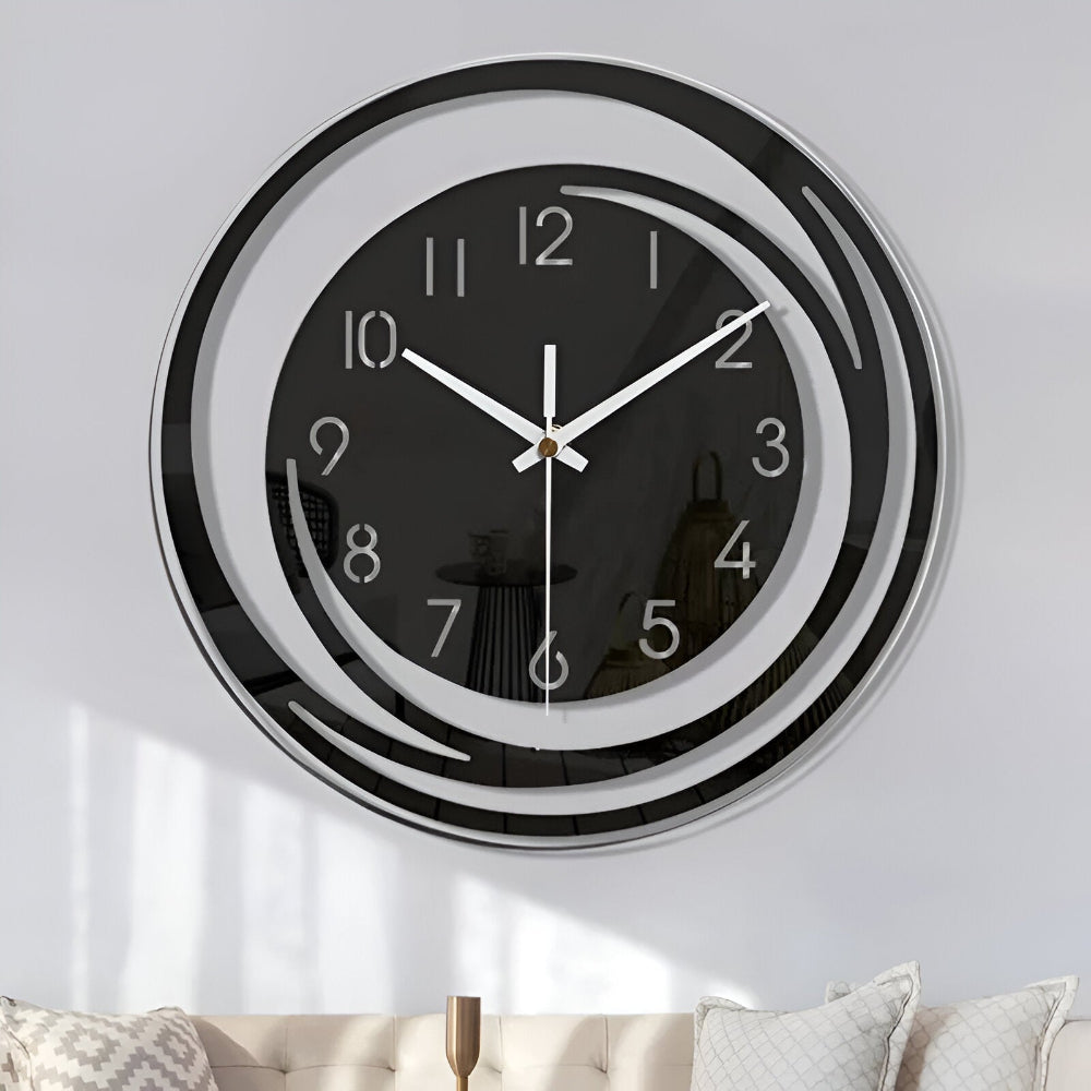 Svart Akryl Väggklocka – Snygg & Tyst Väggklocka i Modern Design