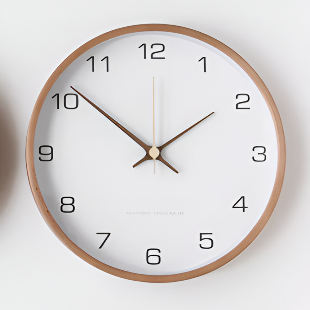 Tyst Väggklocka i Trä – Orbs Design Ø25 cm, Modern & Snygg Väggklocka