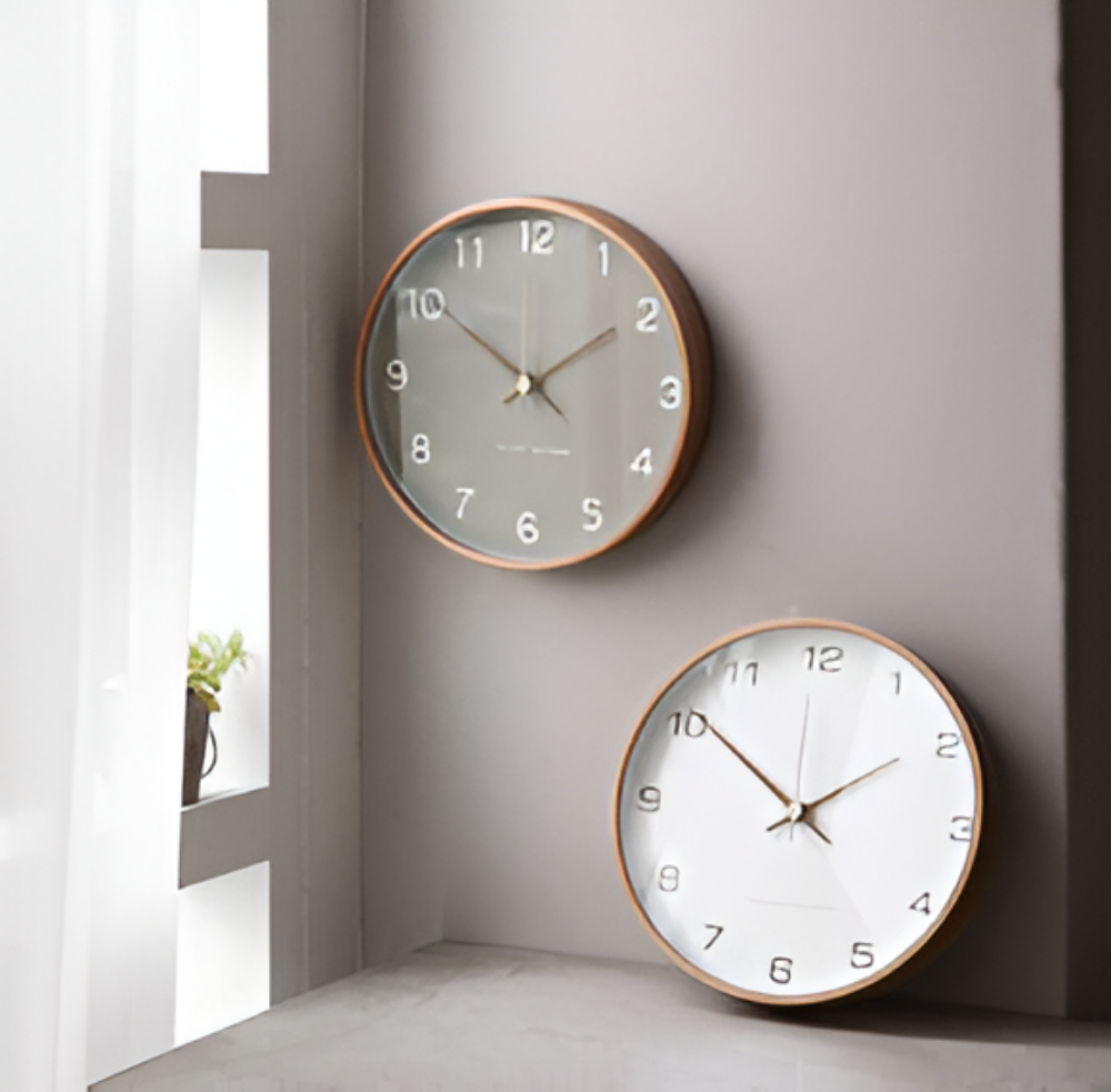 Tyst Väggklocka i Trä – Orbs Design Ø25 cm, Modern & Snygg Väggklocka