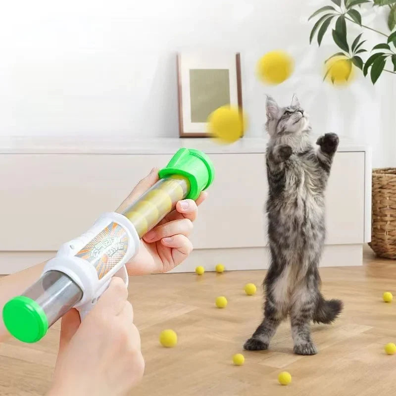 Bollskjutare med mjuka bollar för katt