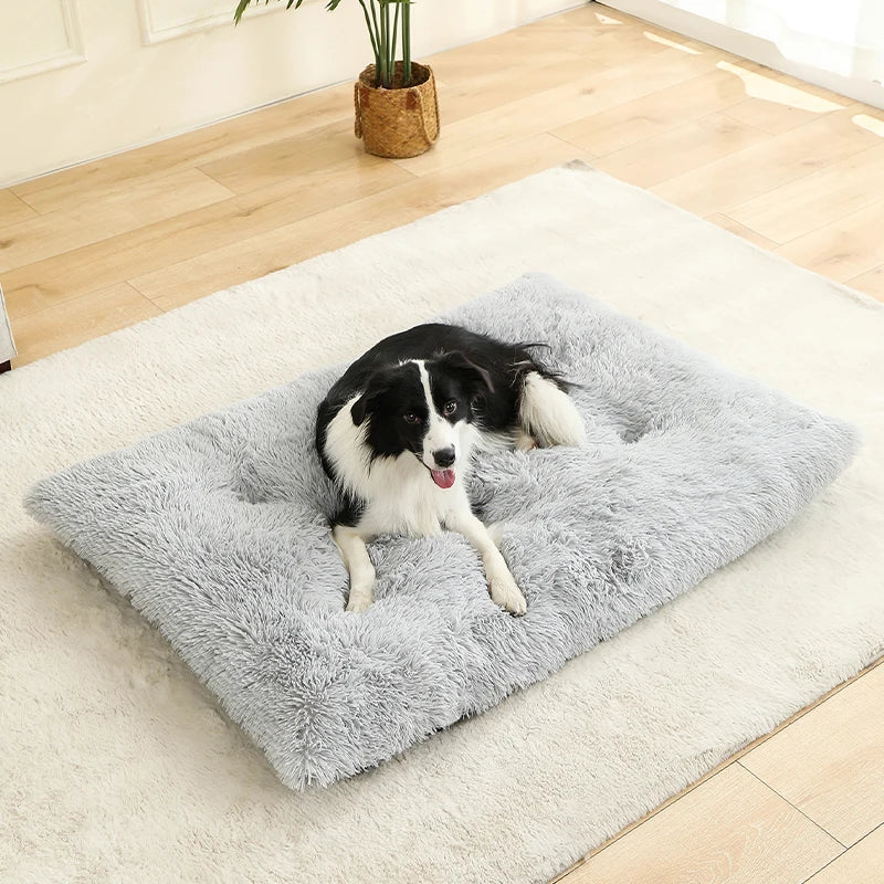 Mjuk Hundbädd i Plysch – Rektangulär Hundmatta för Vila