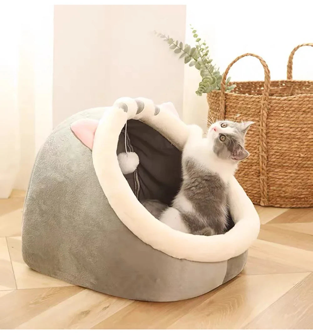 Kattbädd i grottmodell för katt och små hundar