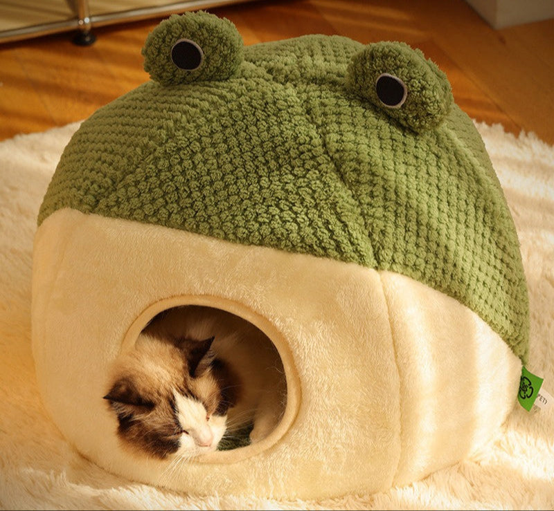 Grodformad kattbädd i plysch