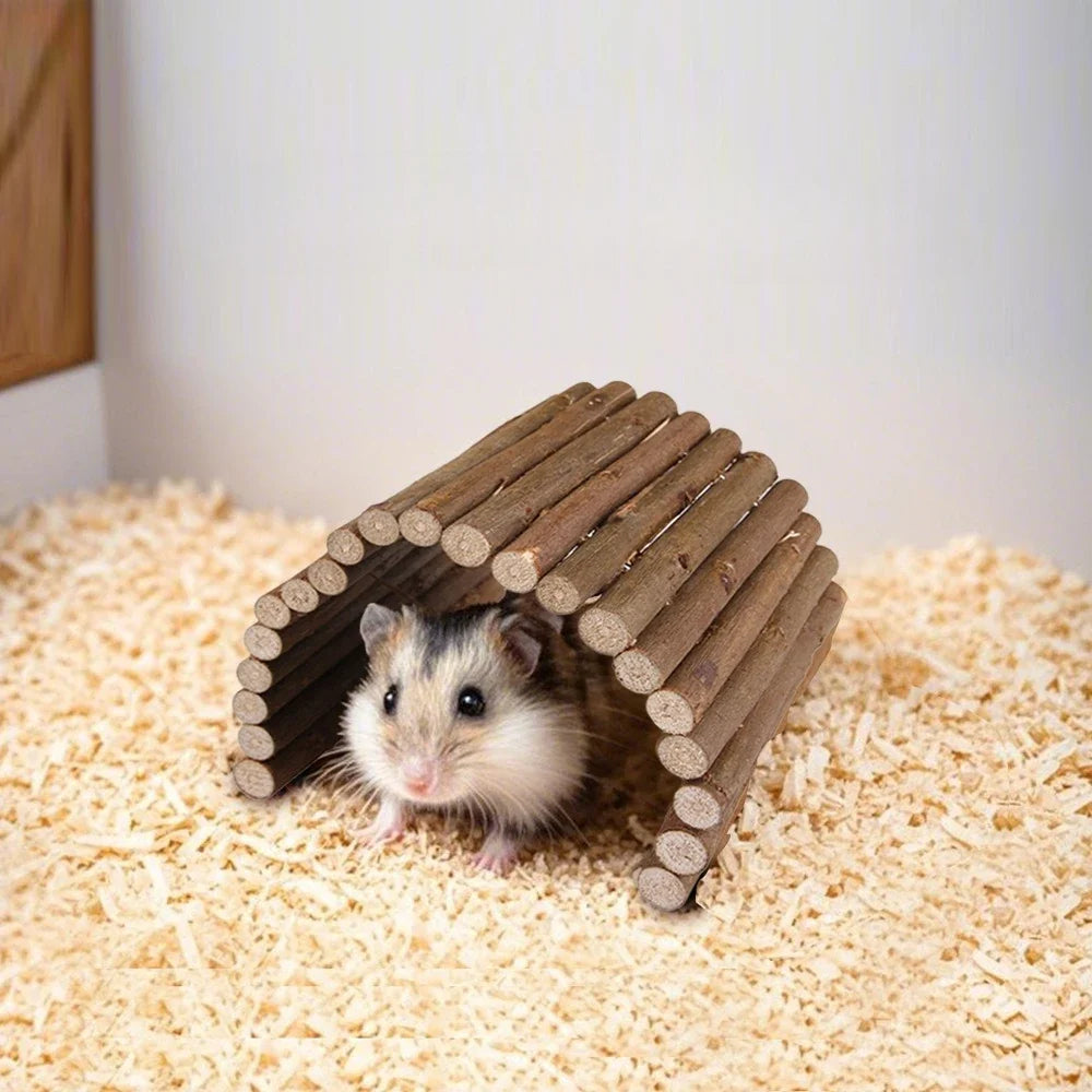 Böjbar träbro för hamster och smådjur