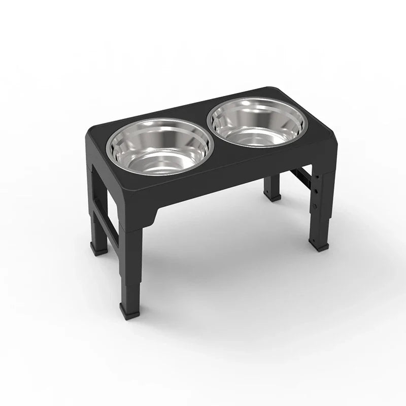 Höj- och Sänkbar Matbar med Rostfria Skålar för Hund
