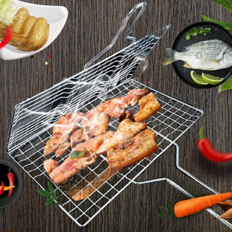 Fällbar Grillkorg i Rostfritt Stål