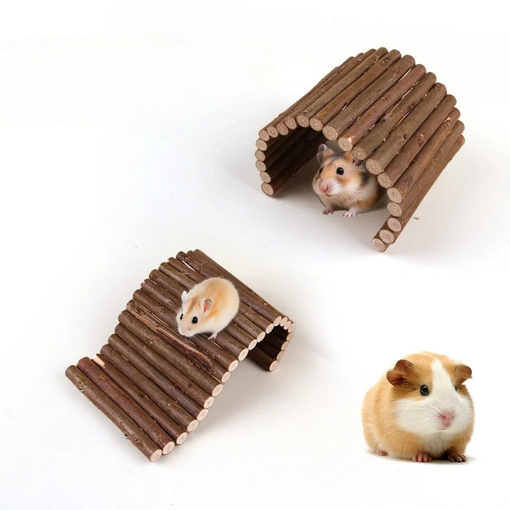 Böjbar träbro för hamster och smådjur