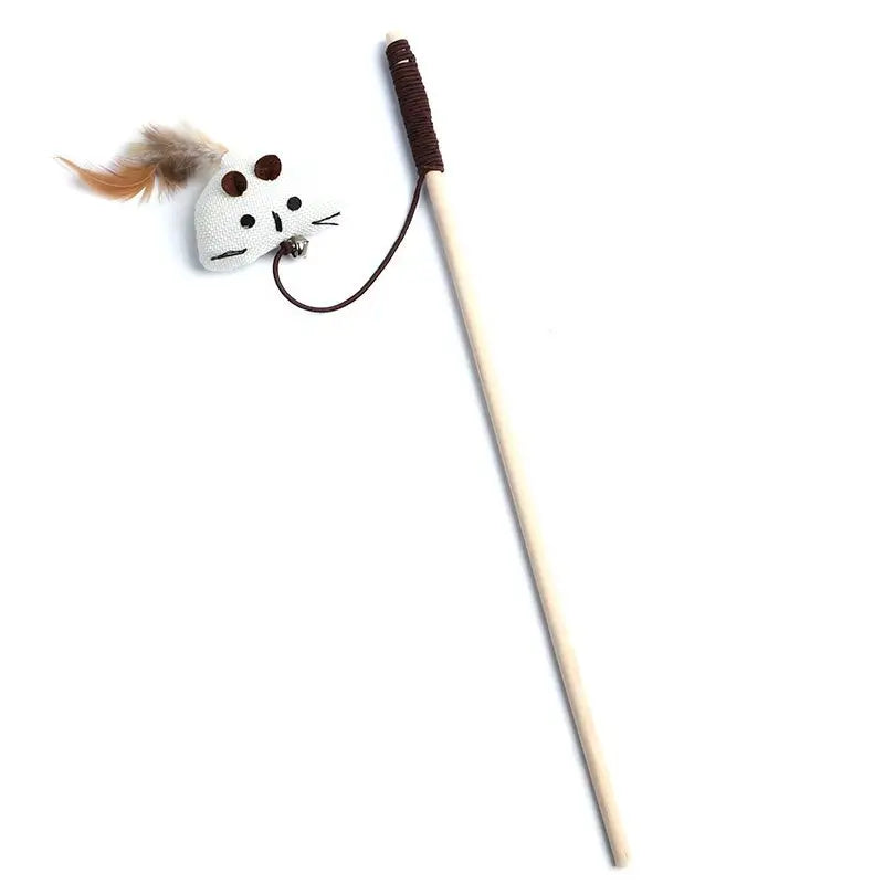 Kattvippa med fjädrar och träpinne