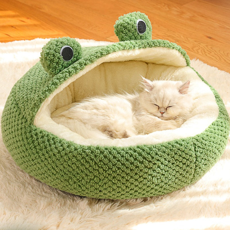 Grodformad kattbädd i plysch