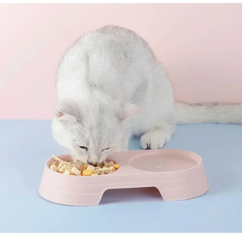 Pastellfärgad dubbelskål för katt och små hundar