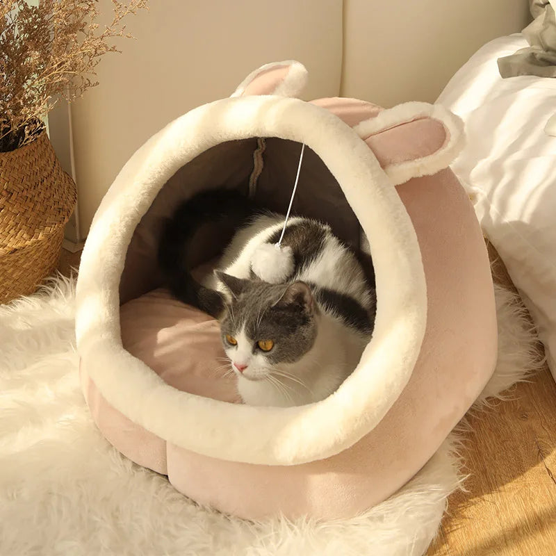 Kattbädd i grottmodell för katt och små hundar