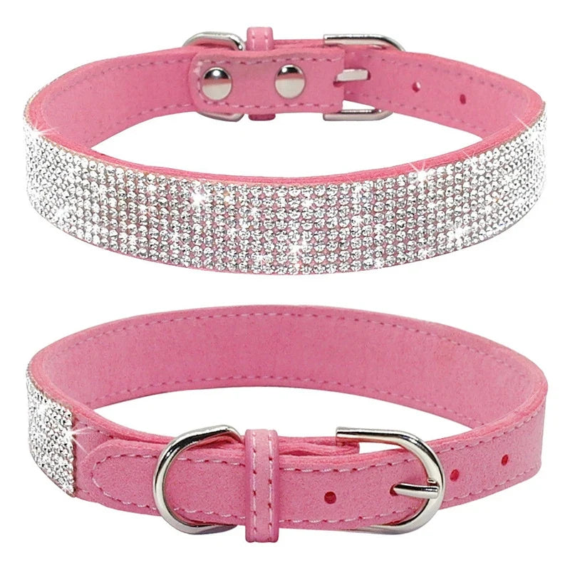 Glittrigt Hundhalsband med Strass – Justerbart Halsband för Små Hundar