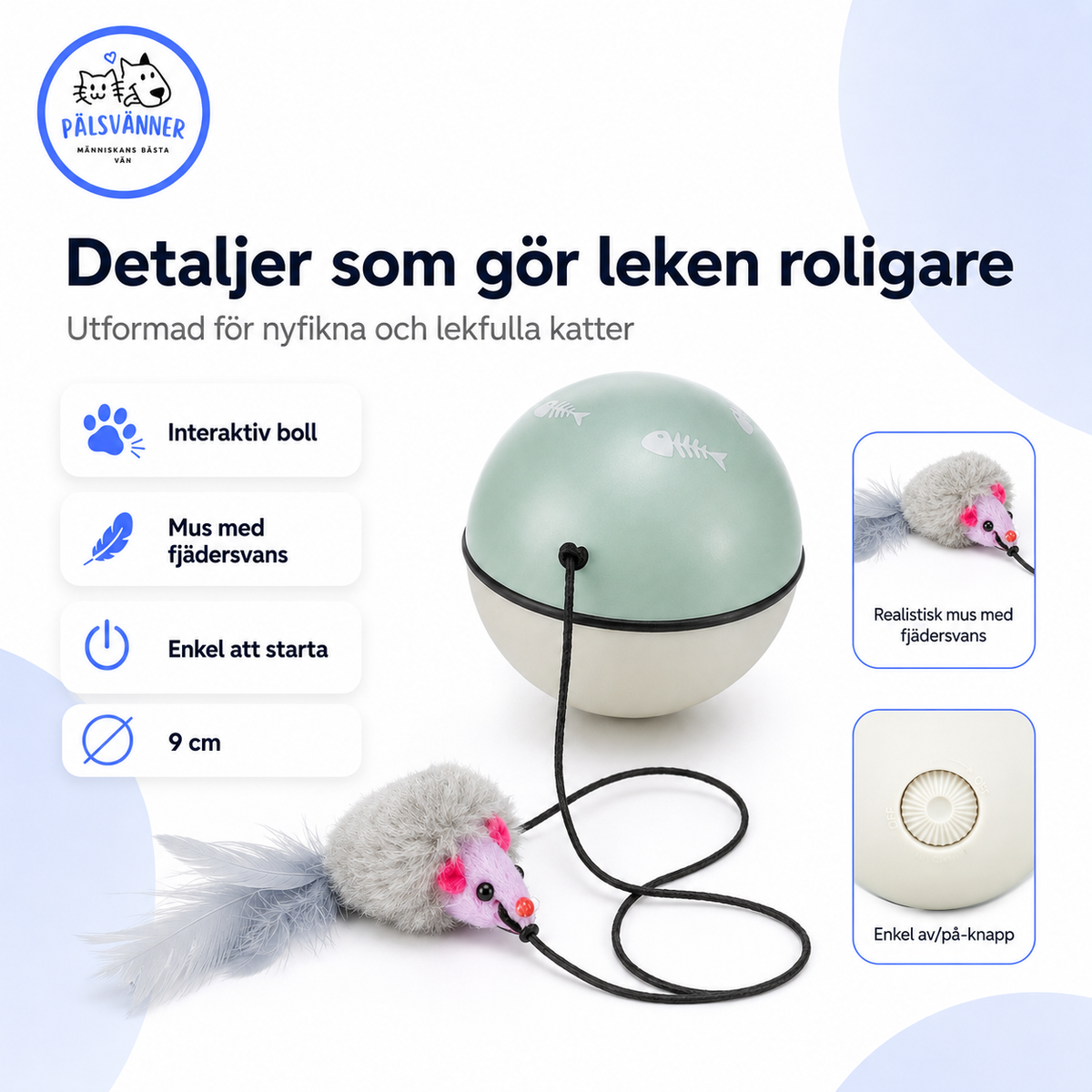 Turbinioboll med mus 9 cm