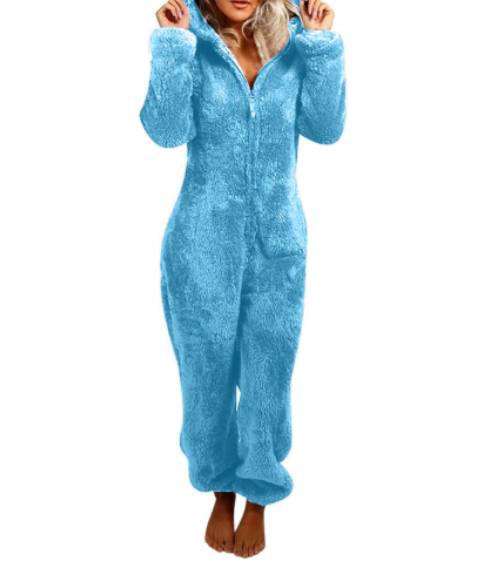 Fleece jumpsuit med huva – overall Dam
