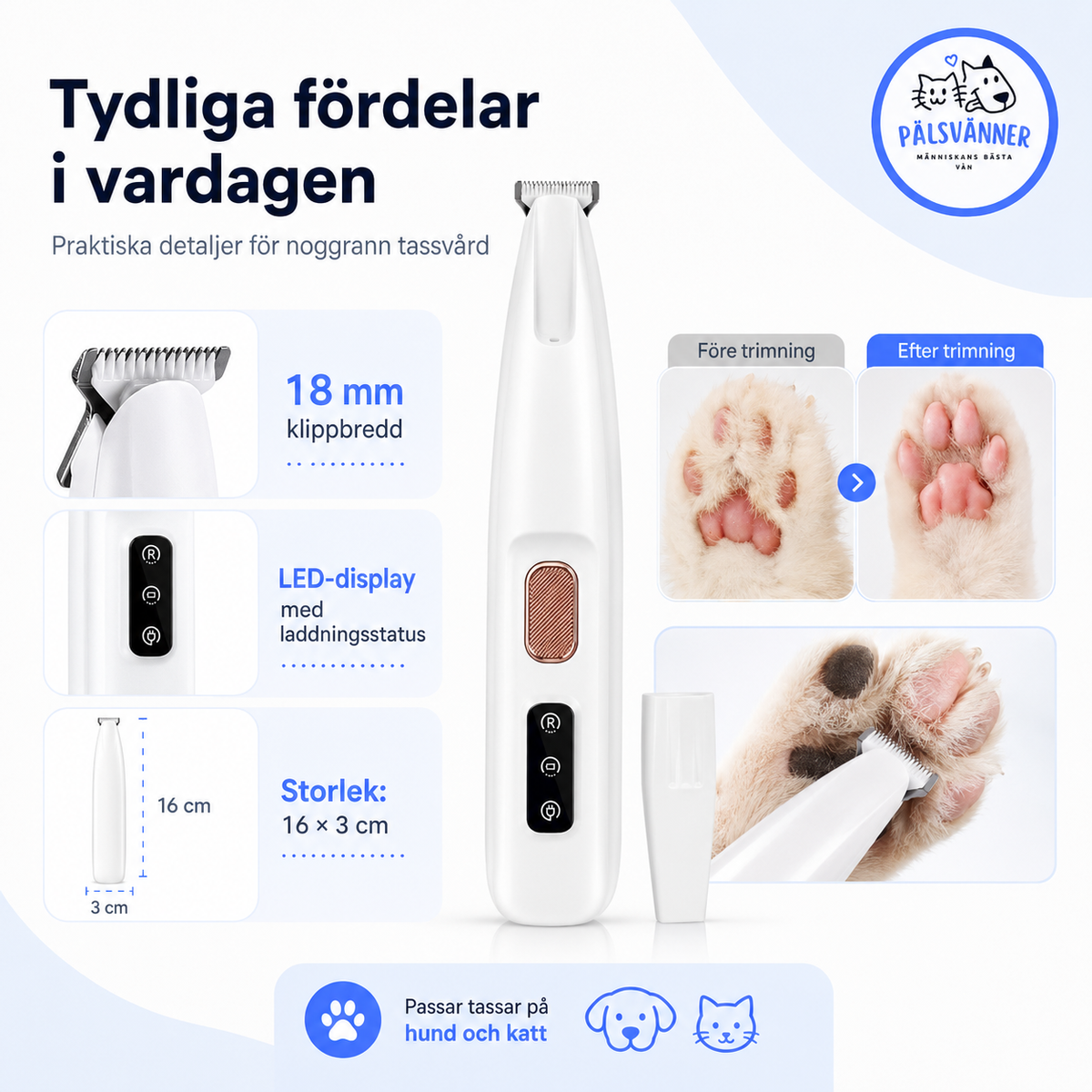 Tyst Pälstrimmer - Skonsam & Laddningsbar