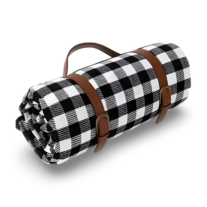 Vattentät Picknickfilt 200x200 cm – Vikbar strandfilt med bärhandtag, rutig, tvättbar
