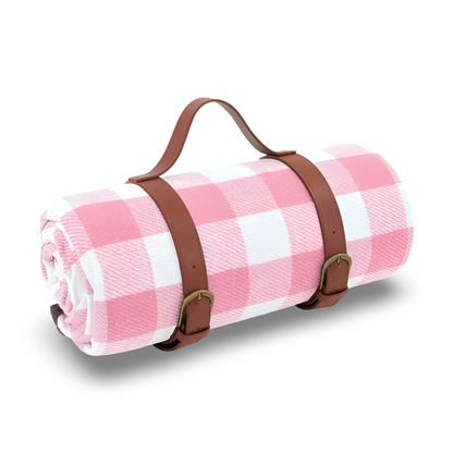 Vattentät Picknickfilt 200x200 cm – Vikbar strandfilt med bärhandtag, rutig, tvättbar