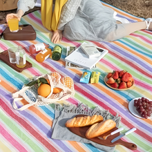 Vattentät Picknickfilt 200x200 cm – Vikbar strandfilt med bärhandtag, rutig, tvättbar