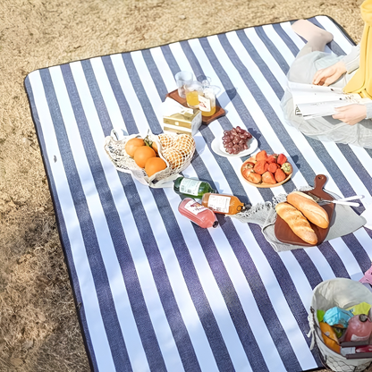 Vattentät Picknickfilt 200x200 cm – Vikbar strandfilt med bärhandtag, rutig, tvättbar