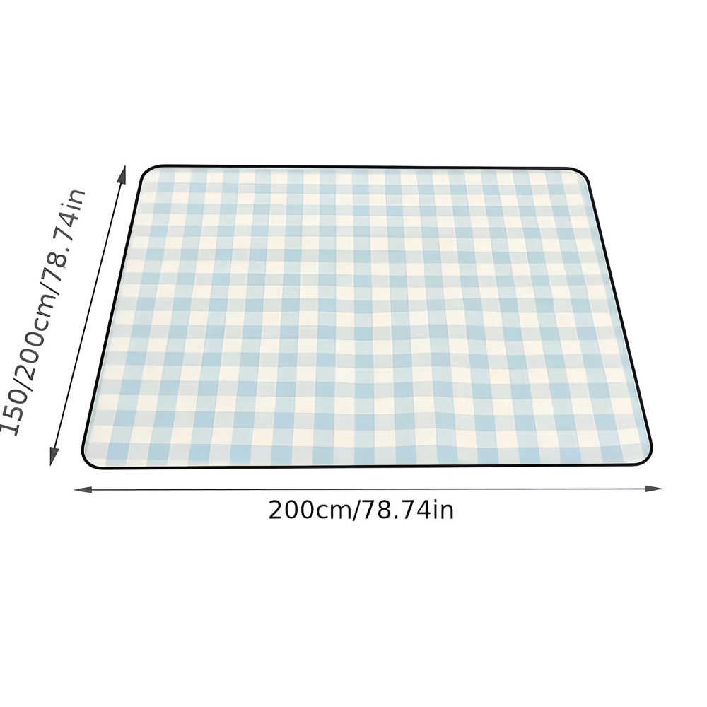 Vattentät Picknickfilt 200x200 cm – Vikbar strandfilt med bärhandtag, rutig, tvättbar