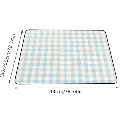 Vattentät Picknickfilt 200x200 cm – Vikbar strandfilt med bärhandtag, rutig, tvättbar