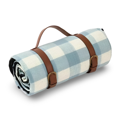 Vattentät Picknickfilt 200x200 cm – Vikbar strandfilt med bärhandtag, rutig, tvättbar