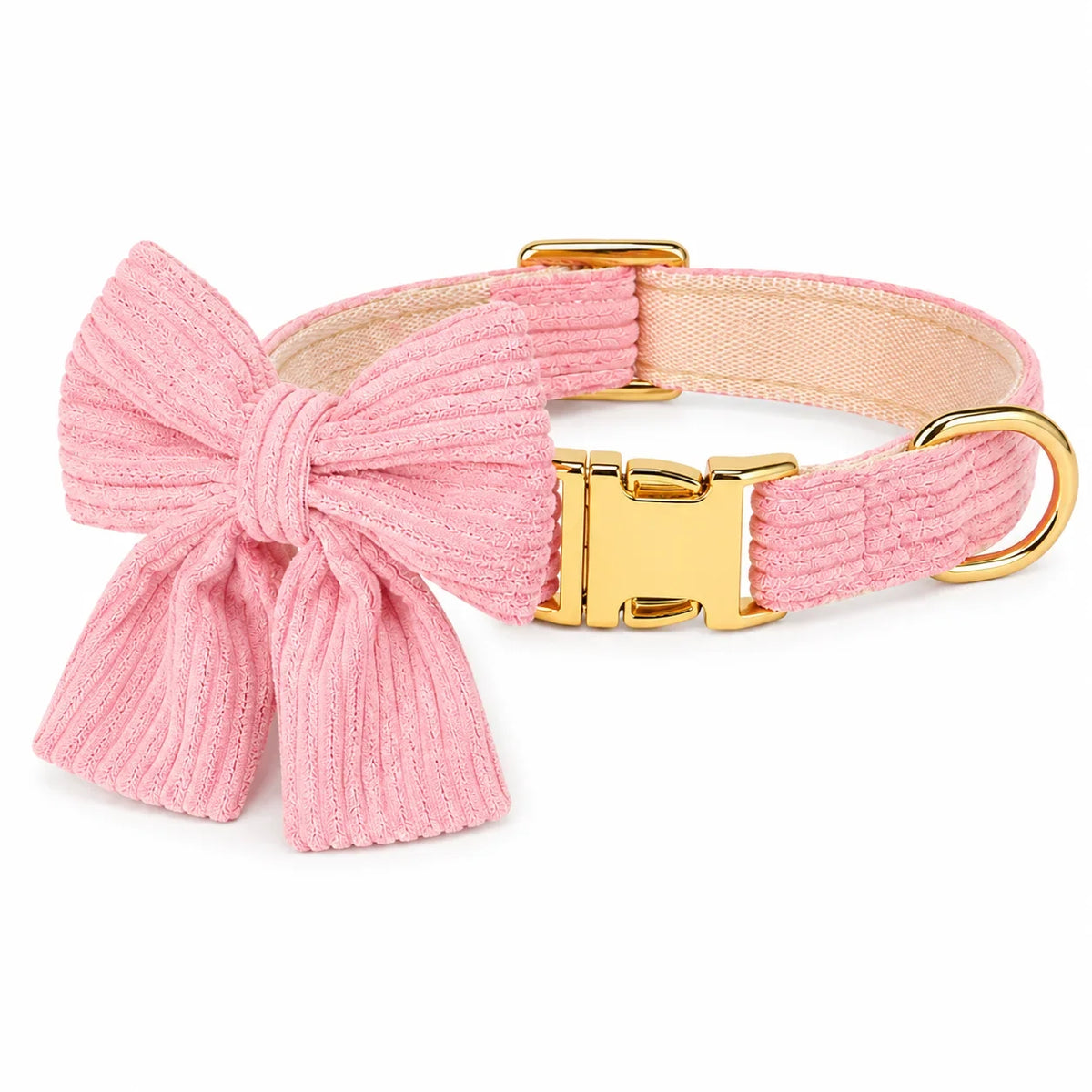 Rosa Hundhalsband & Koppel med Rosett – Justerbart Set för Små och Medelstora Hundar