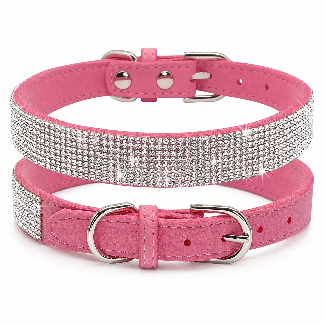 Glittrigt Hundhalsband med Strass – Justerbart Halsband för Små Hundar
