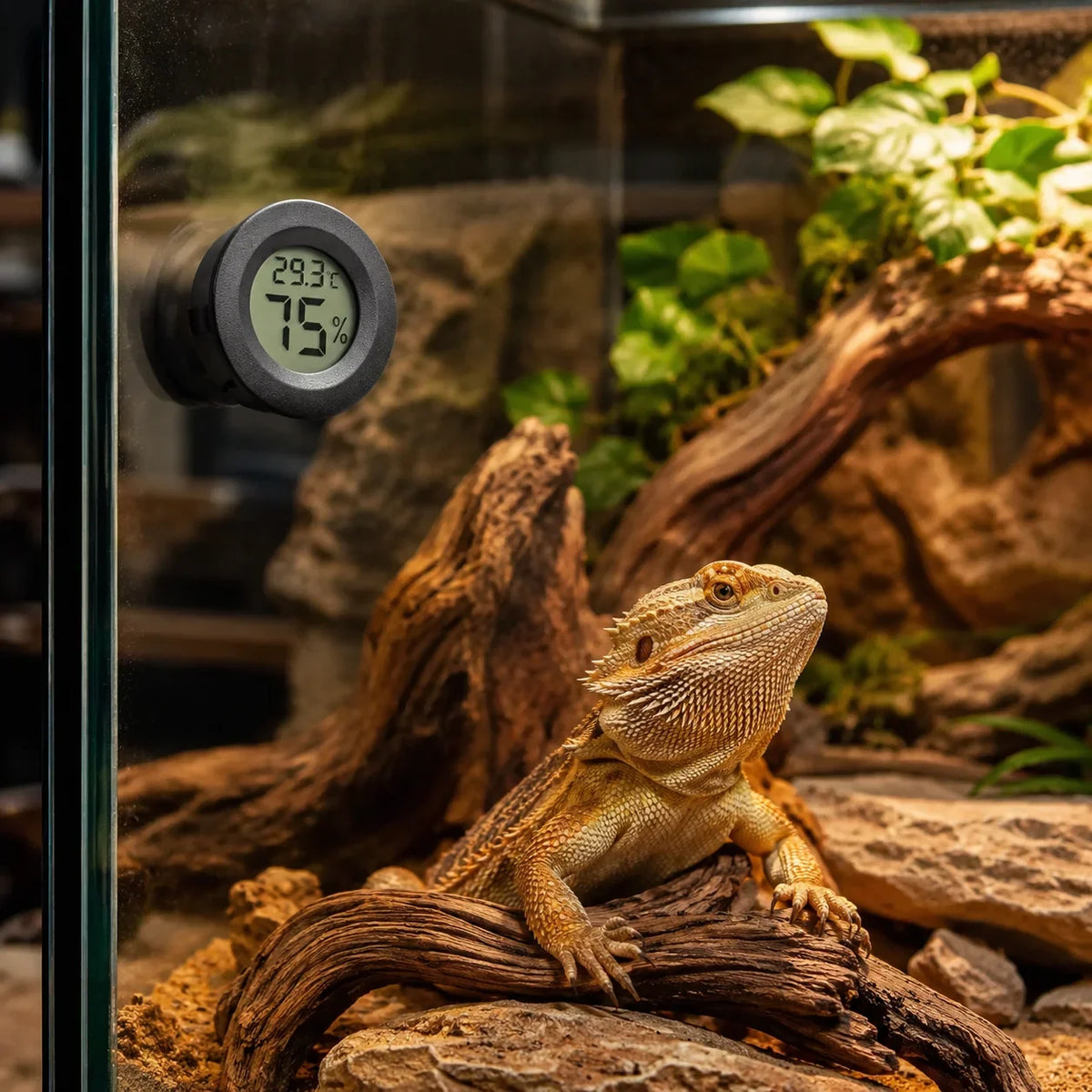 Digital Termometer och Hygrometer för Terrarium – Batteridriven Mätare för Reptiler