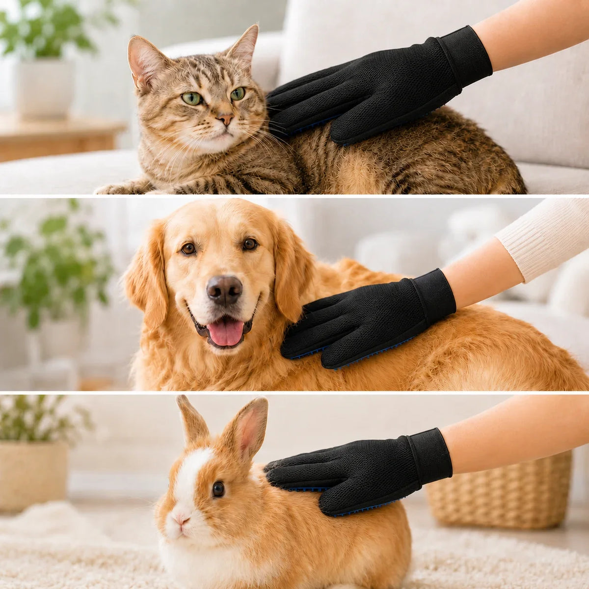 Pälshandske i silikon för hund, katt och smådjur