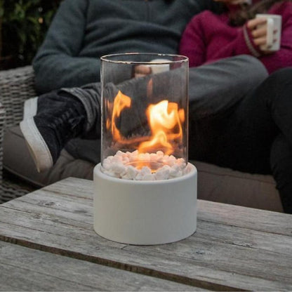 EternaFlame – Elegant oljelampa i glas med metallram för tidlös stämningsbelysning