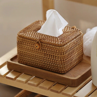 Handgjord Rattan Servetthållare – Elegant Förvaring