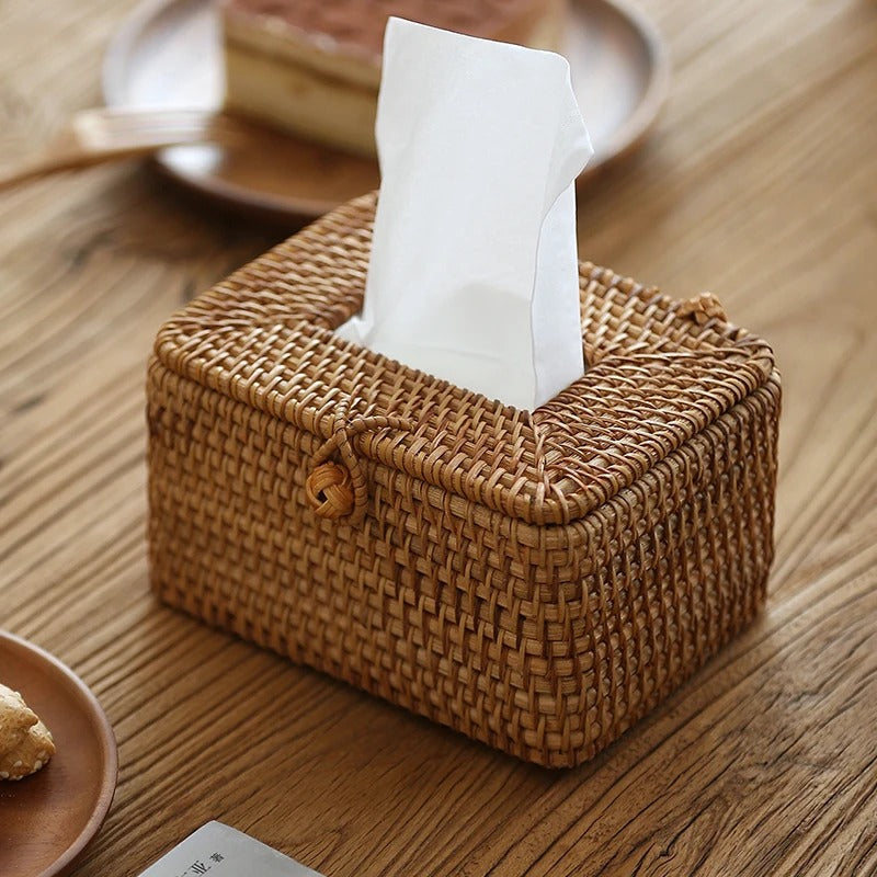 Handgjord Rattan Servetthållare – Elegant Förvaring