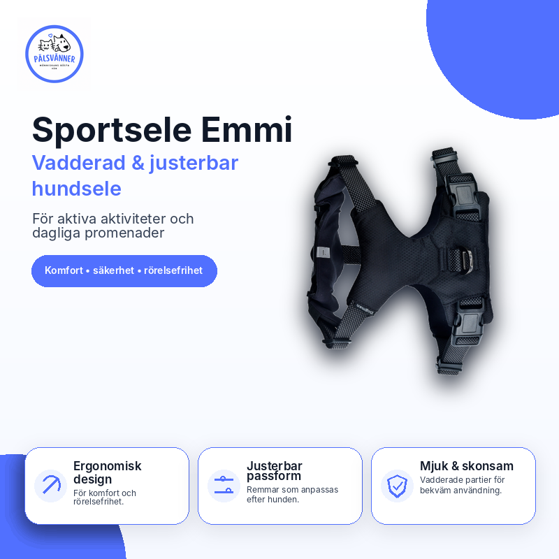 Sportsele Emmi vadderad justerbar hundsele